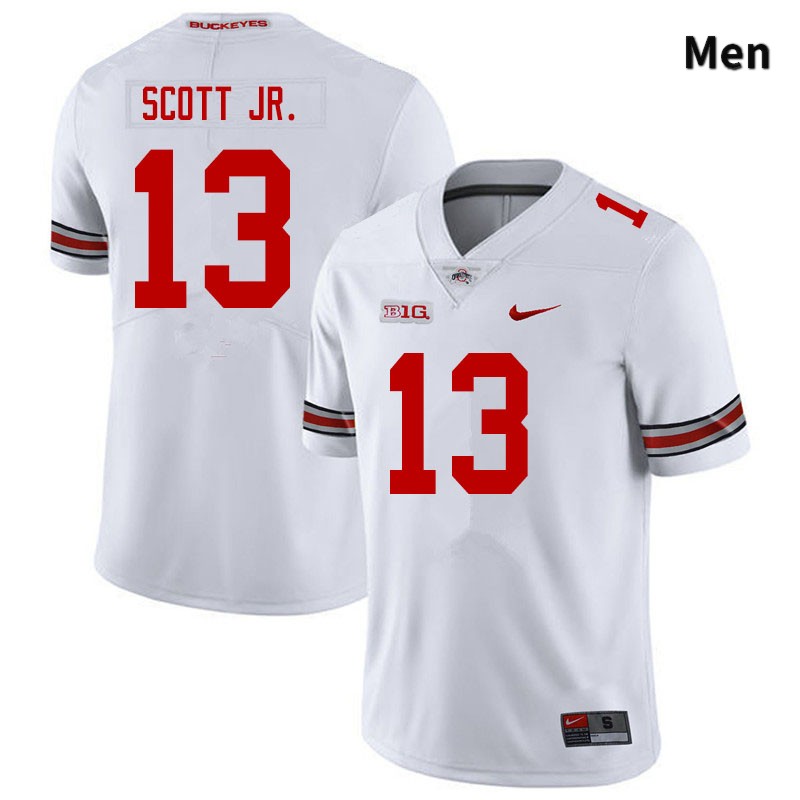Ohio State Buckeyes Gee Scott Jr. Men's #13 White Authentic Stitched College Football Jersey